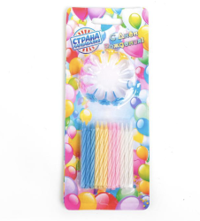 Изображение Свеча для торта «Яркая полоска» (набор 24 шт и 12 подставок)